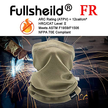Fullsheild FR Flame Resistant Face Mask Full Cover Neck Gaiter Snood for Welding Hunting Army Military Working - color: Khaki