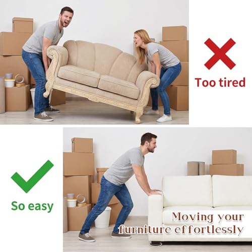 12 Pcs Furniture Sliders, Round Sliders for Furniture on Carpet, 2 Inch PE Floor Protectors for Sofa, Table & Chair Moving, Beige