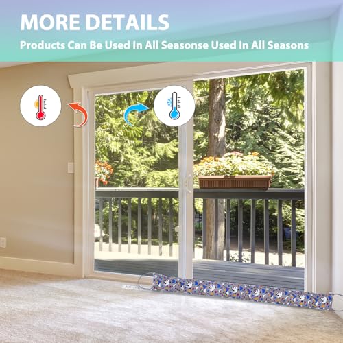 Weighted Door Draft Stopper, 2 Pack 48 Inch Under Door Blocker, Bottom of Door Window Air Noise Light Gap Filler, Saving Energy Cartoon Print Canvas Cotton 2.8Lb - size: 48 inch