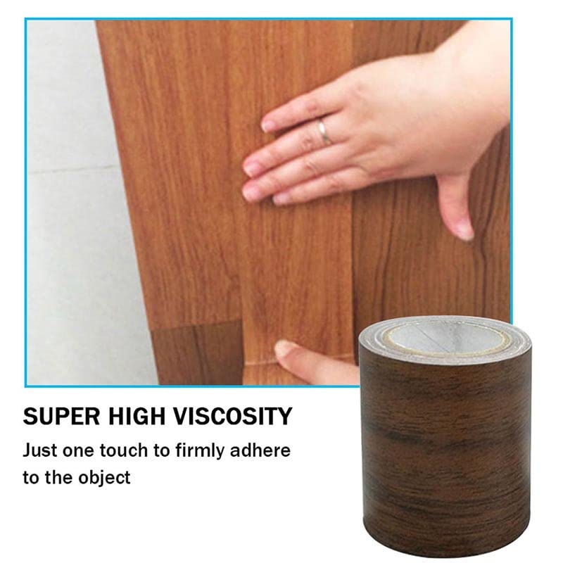 SagaSave 2.24 Inch x 15Ft Woodgrain Patterned Duct Tape, Multi-Purpose Self Adhensive Waterproof Repair Tape for Furniture Door Floor Table and Chair (Glod) - color: Glod