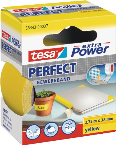 tesa UK Ltd tesa 56343 Extra Power Multi Purpose Cloth Tape, Yellow 38mm x 2.75m - color: Yellow