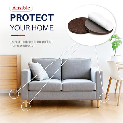 Ansible 299 PCS Felt Furniture Pads, Furniture Pads for Hardwood Floors, Chair Leg Feet Wood Floor Protectors (Brown) - size: 299 PCS Brown