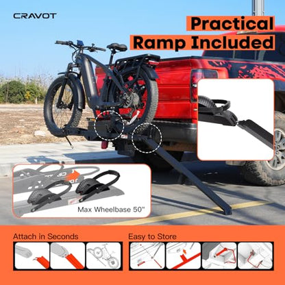 CRAVOT CyberRack E1 Ebike Rack, 100 lbs Capacity Foldable Bike Racks for Tow Hitch Heavy Electric Bike Carrier for 1 E-Bike, Up to 5-inch Fat Tire 2'' Receiver w/Lock - style: E1-25-100lbs