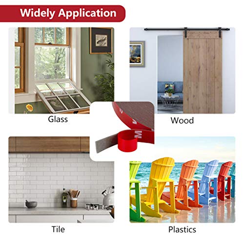 CloudBuyer Double Sided Tape,Mounting Adhesive Tape Heavy Duty,Waterproof Foam Tape, LED Strip Lights, Home Decor, Office Decor (0.47In x 108 Ft, Black) - size: 0.47In x 108 Ft