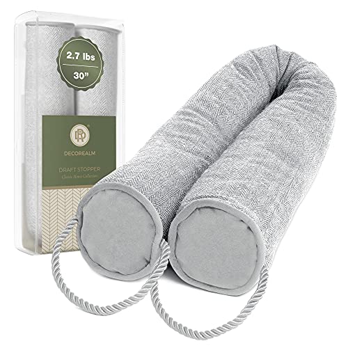 Heavy Duty Door Draft Stoppers and Blocker, Sound Proof Draft Guard for Doors and Windows, Decorative Cylinder Provides Door Insulation and Weather Stripping for Doors (Grey, 30 Inches) - color: Pewter, size: 30"