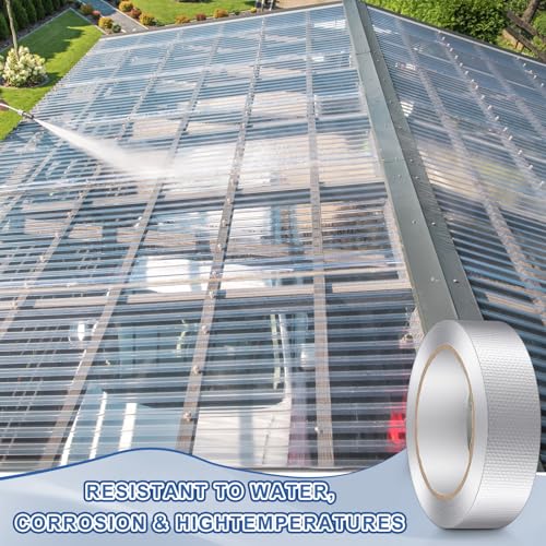 Fuyoooo 2 Roll 1.18in x 131 ft in Total Aluminum Polycarbonate Tape, Heavy Duty Waterproof Sealing Insulation Greenhouse Tape, Self Adhesive UV Heat Resistant for Greenhouse Roofing Outdoor Repairs - style: Classic Styles