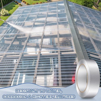 Fuyoooo 2 Roll 1.18in x 131 ft in Total Aluminum Polycarbonate Tape, Heavy Duty Waterproof Sealing Insulation Greenhouse Tape, Self Adhesive UV Heat Resistant for Greenhouse Roofing Outdoor Repairs - style: Classic Styles