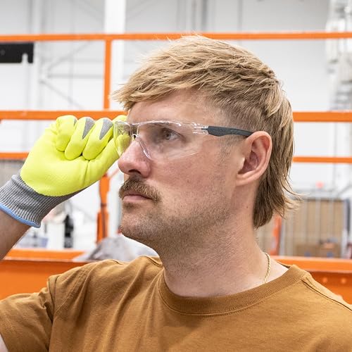HexArmor VūFlex Clear Safety Glasses for Men & Women | Anti-Fog or Scratch Resistant | Lightweight Frame | 100% UV Protection - color: Anti-scratch | Black Frame