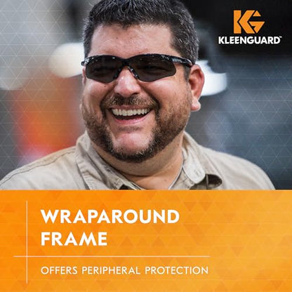 KleenGuard™ V30 Nemesis™ Safety Glasses (22475), with Anti-Fog Coating, Smoke Lenses, Black Frame, Unisex Sunglasses for Men and Women (Pack of 12)