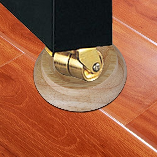 Upright Piano Caster Cups,Premium Quality Hardwood Piano Caster Pads Furniture Leg Pad Set of 4,with Non-Slip Moisture-Proof& Anti-Noise Felt Pads for Hardwood Floor Protectors (Natural Wood) - color: Natural Wood