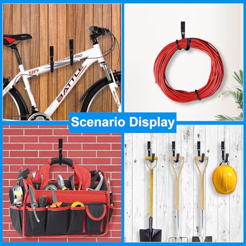 Generic 6 Pack Heavy Duty Black Metal J-Hooks, Wall Mount Garage Storage Hooks with Anchors and Screws