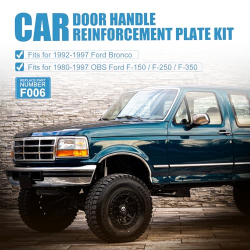 Car Door Handle Reinforcement Plate Kit for OBS Ford F-Series & Bronco 1980-1997, Replacement for F006, F150 F250 F350 Bronco Door Handle Repair Bracket Kit Accessories, 1 Pair