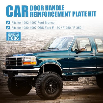 Car Door Handle Reinforcement Plate Kit for OBS Ford F-Series & Bronco 1980-1997, Replacement for F006, F150 F250 F350 Bronco Door Handle Repair Bracket Kit Accessories, 1 Pair