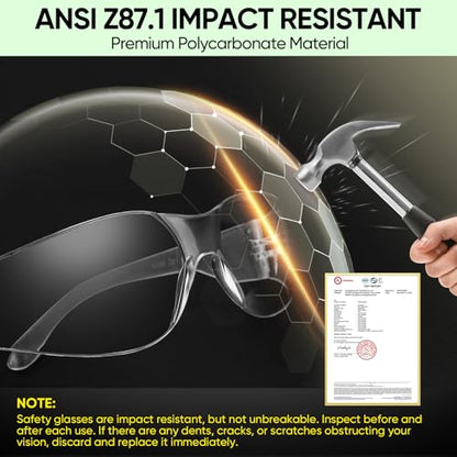 TICONN Clear Safety Glasses for Men and Women, Safety Goggles with Scratch Impact Resistant Meets ANSI Z87.1 Standard - style: 48 Pairs