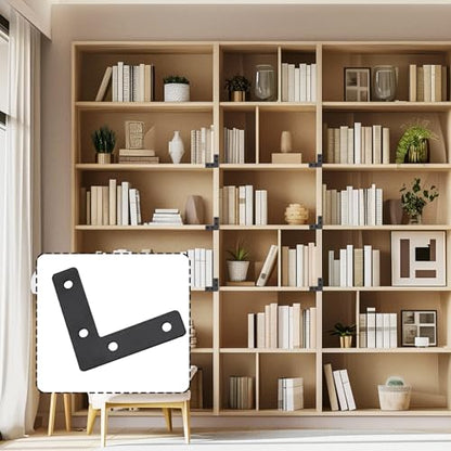 Hordion 10Pcs 2.4 x 2.4 Inch L Shape Bracket Flat Corner Brace (60 X 60mm), Right Angle Bracket Black Heavy Duty Repair Mending Plates for Wood Furniture Chair Drawer Cabinet - size: 2.4*2.4''/60*60mm, Silver