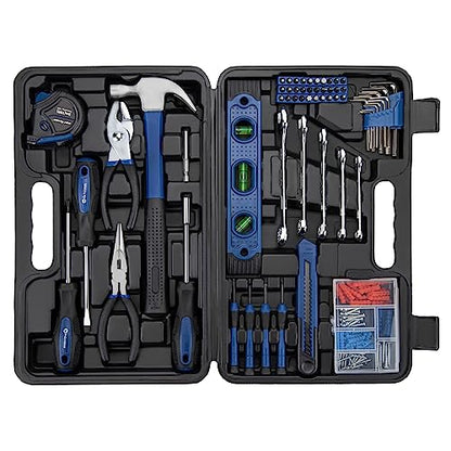 CARTMAN 152-Piece Basic Household Hand Tool Set,with Toolbox Storage Case, All Purpose Home Tool Kit Includes Essential Tools for Office College Repairs Blue - color: Blue
