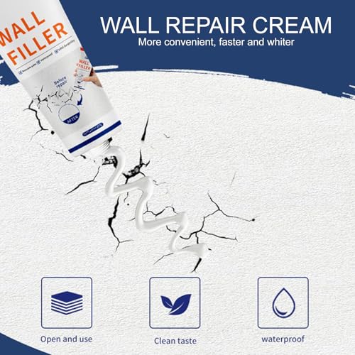 Drywall Patch Repair Kit, Spackle Wall Repair with Tool Drywall Tools -Triangular Scraper, Sandpaper, Pointed-tip Tube for Filling Holes Creak Damage, Wall Hole Filler for Walls Durable Easy, 8.81oz