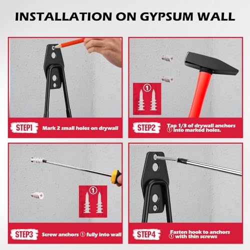 20 Pack Heavy Duty Garage Storage Hooks with Extension Cord Organizer, Solid Steel Wall Mount Hook Set with Anti-Slip Coating Utility J Hooks for Ladders,Bikes,Ropes,Broom,Garden,Yard and Power Tools - style: 20-Pack Hooks + 6 Straps