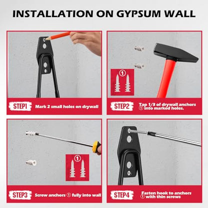20 Pack Heavy Duty Garage Storage Hooks with Extension Cord Organizer, Solid Steel Wall Mount Hook Set with Anti-Slip Coating Utility J Hooks for Ladders,Bikes,Ropes,Broom,Garden,Yard and Power Tools - style: 20-Pack Hooks + 6 Straps