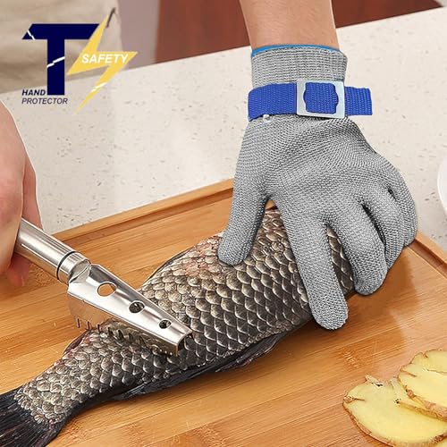 2.0 ANSI A9 Cut Resistant Gloves Stainless Steel Mesh Metal Wire Glove Durable Rustproof Reliable Cutting Glove for Meat Processing, Food Cutting (Medium - size: Medium (Pack of 1)