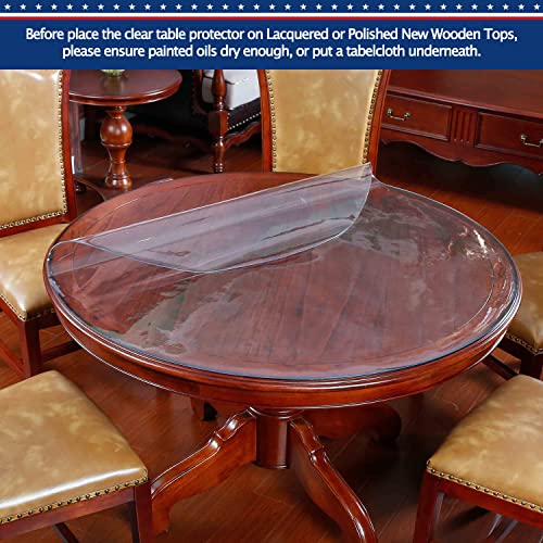 Round Dining Coffee Table Protector Thick Clear Plastic Tablecloth Cover PVC Vinyl Cloths Wood Marble Glass Tabletop Topper Protection Pad Easy Clean Polyester Wipeable Proof Waterproof Mat 34 " Dia - color: New Version Round Shape Clear, size: 34" x 34"