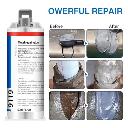 Professional Metal Repair Epoxy Glue, 1.6 Oz Heavy Duty Weld - Strongest for Metal, Aluminum, Steel, Stone, Plastic - All Purpose Adhesive