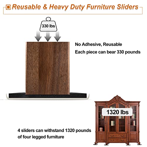 Large Furniture Sliders for Carpet & Hardwood Floors, 8 PCS 9-1/2" x 5-3/4" Oval Reusable Heavy Duty Furniture Movers Sliders, Easily and Safely Move Any Item, Beige - size: 9-1/2 Inch X 5-3/4 Inch 8 Pcs (Oval)