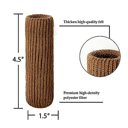 Chair Leg Protectors for Hardwood Floors, High Elastic Knitted Non Slip No Scratch Noise Furniture Socks, Suitable for Most Round or Square Furniture Feet 16Pcs, Brown
