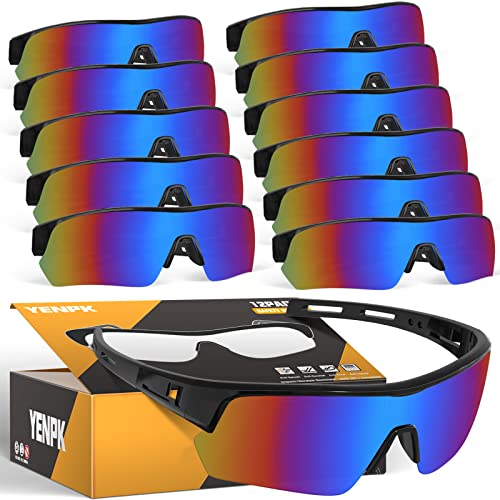 Tinted Safety Glasses for Men Women, Safety Goggles Impact Resistant, ANSI Z87.1+ UV400 Eye Protection, Anti Scratch - color: 12pack-multicolor