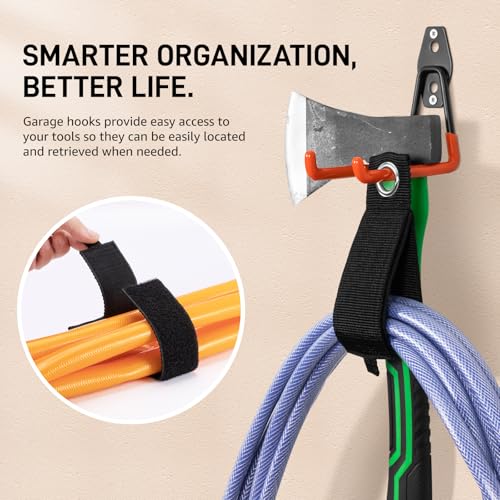 42 Pack Garage Hooks with Anti-Slip Coating Heavy Duty Wall Mount Hooks for Garage Storage and Hanging Hoses Bike Garden Tools Ropes etc - color: 42 Pack Orange