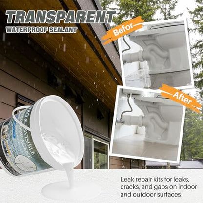 NYBQ Waterproof Sealant Coating 70oz, Transparent Invisible Waterproof Agent, Super Strong Anti-Leakage Polyurethane Coating for Bathroom, Roofs, Kitchen, Patio, Walls, Indoor & Outdoor - style: 70OZ