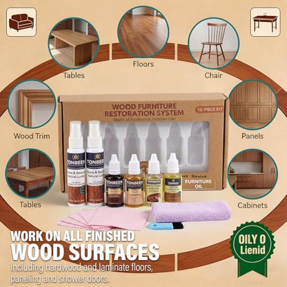 Wood Furniture & Floor Scratch Remover Repair Kit,12 PCS Professional Hardwood Furniture Cleaner Restore Care Set - Eraser Scratch, Covers Nicks, Scuffs & Dogs, Cats Scratches, Marks & Minor Defects