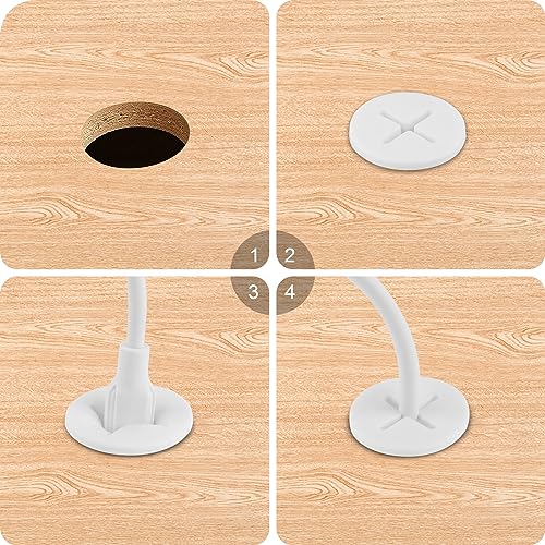 Desk Grommet,1 Inch Flexible Rubber Grommets, Silicone Cable Cord Grommet Wire Hole Cover for Desk, Table and Other Furnitures(12Pack) - size: 1IN/25mm White