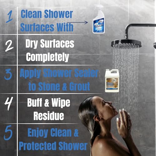Natural Stone and Grout Penetrating Shower Sealer. Marble, Granite Travertine, Limestone. Protects the Surface from Damage and Build-up for up to Ten Years! (1 Gallon) - style: 128 Fl Oz (Pack of 1)