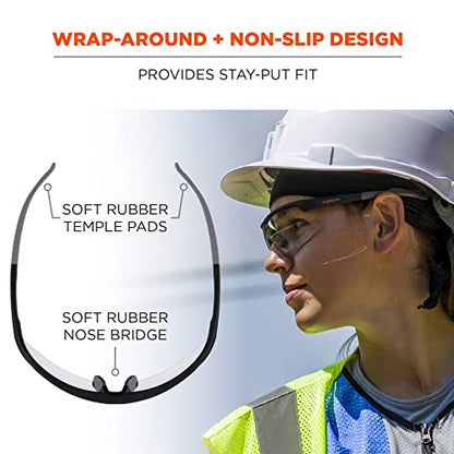 Ergodyne Skullerz SKOLL Anti Scratch Safety Glasses, Anti-Fog, ANSI z87.1 - color: Clear Lens