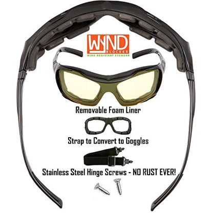 Large Motorcycle Riding Glasses Extreme Sports Wrap Sunglasses - color: Black | Yellow Night Driving