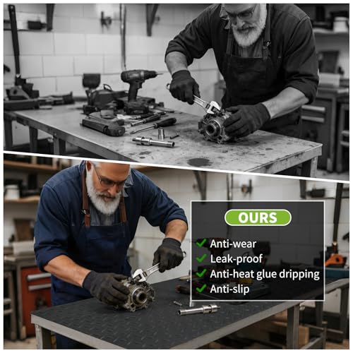 48" x 17" Work Bench Mat, Non-Slip Textured PVC Bench Pad, Enhanced 2 mm Thick Scratch-Resistant Tool Bench Liner for Woodworking, DIY, Garage & Tabletop Protection