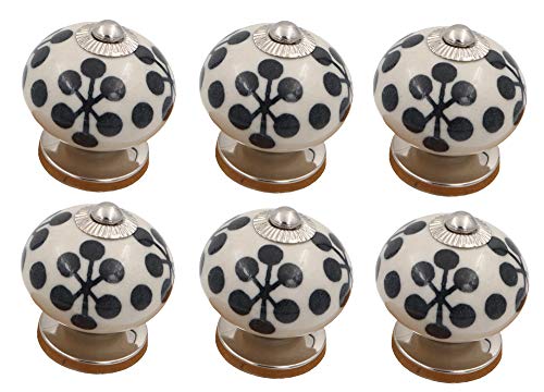 THDC Painted Ceramic Knob, Cabinet Knob, Drawer Knob, Dresser Knob, Handmade, Hand Painted, Vintage Knob (Set of 6) (Black Polka Dot) - color: Black Polka Dot Hand Painting