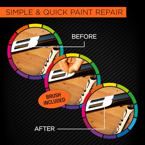 Bike Paint - Touch-Up Paint Kit for Scratched or Chipped Frames - 4 Pack of 10ml Bottles - Black/White/Red/Cyan. Mix to Color Match. Includes Applicator Brush, Durable, Permanent & Tough