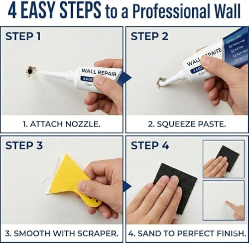 Drywall Repair Kit, 2026 Upgrade Wall Mending Agent, Quick Easy Wall Repair Paste Wall Spackle with Scraper for Effortless Hole Filling and Surface Mending (1 PCS) - color: 1 PCS