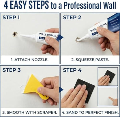 Drywall Repair Kit, 2026 Upgrade Wall Mending Agent, Quick Easy Wall Repair Paste Wall Spackle with Scraper for Effortless Hole Filling and Surface Mending (2 PCS) - color: 2 PCS