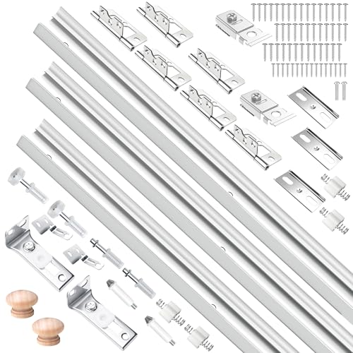 60IN Bifold Door Track Kit, 3Kit 20IN White Bifold Door Hardware kit with Track Closet Door Track Repair Tool Kit Included Full Accessories for Double Door, Folding Door, Accordion Door - size: 60IN - 3Kit 20IN