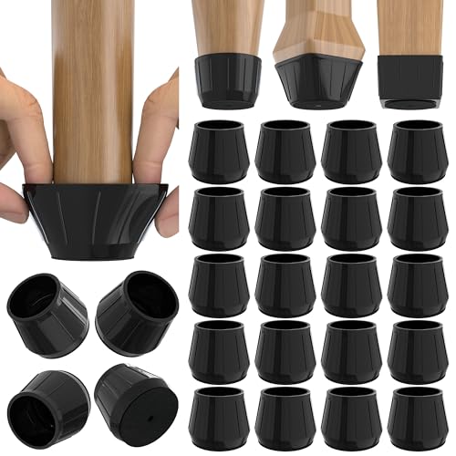 24PCS Silicone Chair Leg Floor Protectors for Hardwood Floors, Thicken Rubber Chair Leg Cap Covers, Non Slip Furniture Leg Pads to Protect Wood Tile Floors from Scratches and Reduce Noise - color: Black, size: Large(Fit:1.26"-2")