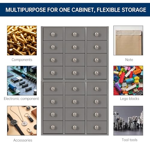 Heavy Duty 12-Drawer Metal Parts Cabinet,Corrosion-Resistant Bolt Nut Organizer for Workshop Garage Office,Modular&Stackable Design, No Assembly