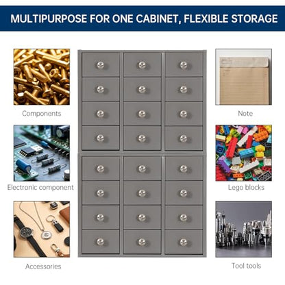 Heavy Duty 12-Drawer Metal Parts Cabinet,Corrosion-Resistant Bolt Nut Organizer for Workshop Garage Office,Modular&Stackable Design, No Assembly