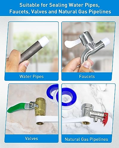 3 Roll Plumbers Teflon Tape, Water Pipe Sealing, Plumbing, High-Density Performance Waterproof Duct, Thread Seal Tape. L 390 in x W 0.47 in. Blue - style: Blue 0.47 in *3 Roll