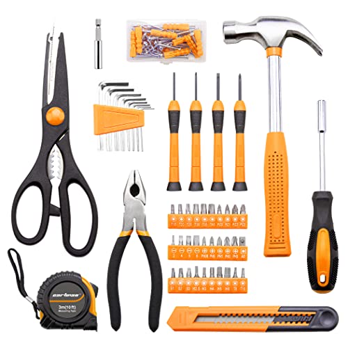 CARTMAN Home Tool Set Kit, Basic Household Hand Tools with Storage Case Light Orange - color: Light Orange