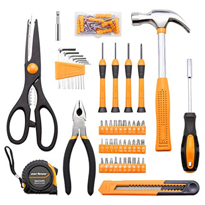 CARTMAN Home Tool Set Kit, Basic Household Hand Tools with Storage Case Light Orange - color: Light Orange
