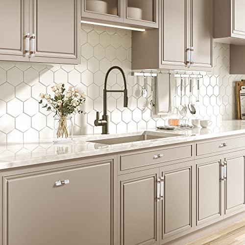 Clear Glass Crystal Drawer Pulls and Handles, 3-3/4 Inch Champagne Bronze Cabinet Pulls for Kitchen (96mm, 5 Pack) - color: Champagne Bronze, size: Hole Center : 3-3/4 Inch (96mm), style: 5 Pack