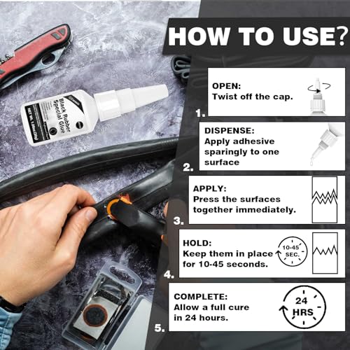 30g Black Rubber Adhesive for Tire Repair, Edge Bonding, DIY Crafts - Quick-Dry, High-Strength Patch Glue for Durable RC Tire and Super Rubber Bonding - size: 30g*1, style: Black Rubber Glue